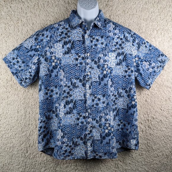 TUNEVUSE* Men's Short‎ Sleeve Button Down Curved Hem Hawaiian Shirt~ Size XXL - Picture 1 of 13